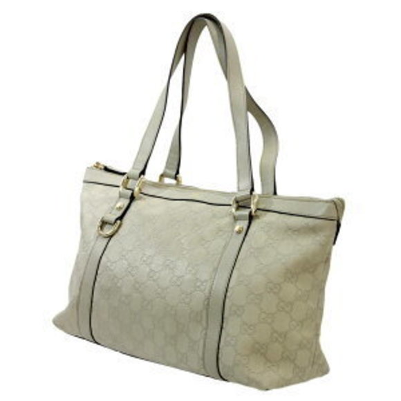 Gucci Guccissima GG Aby Tote Bag Gray Shimmer Leather KS - Picture 1 of 1